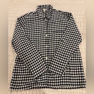 Dark Navy and White Checkered Button-Up Pajamas